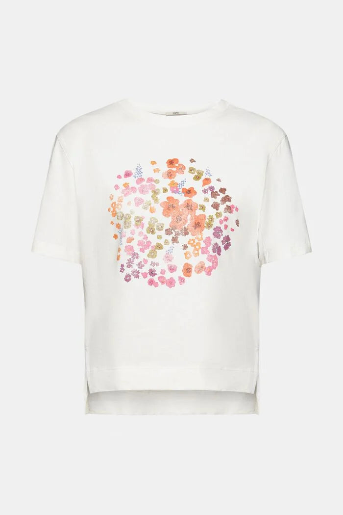 Front Floral Print T-Shirt - Offwhite