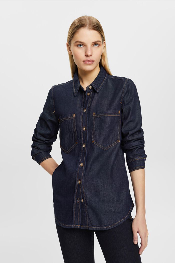 Western Blouse - Blue Dark Wash
