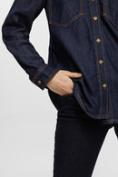 Western Blouse - Blue Dark Wash