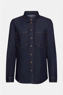 Western Blouse - Blue Dark Wash