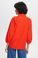 Balloon Sleeve Blouse - Orange Red