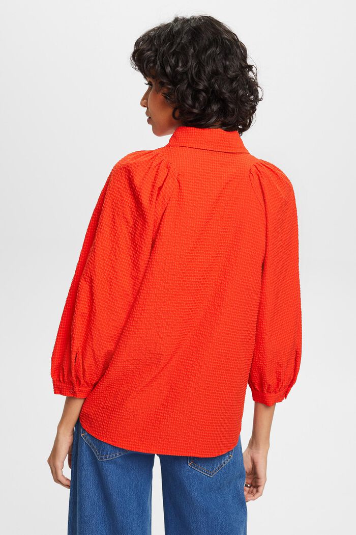 Balloon Sleeve Blouse - Orange Red