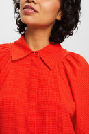Balloon Sleeve Blouse - Orange Red