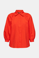 Balloon Sleeve Blouse - Orange Red