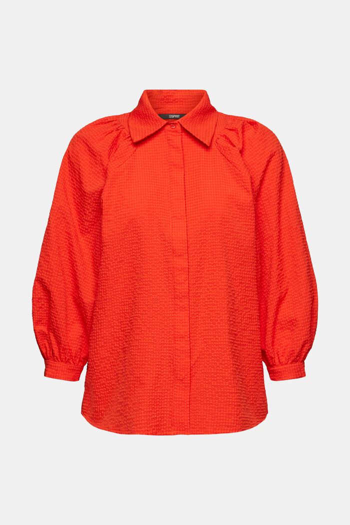 Balloon Sleeve Blouse - Orange Red