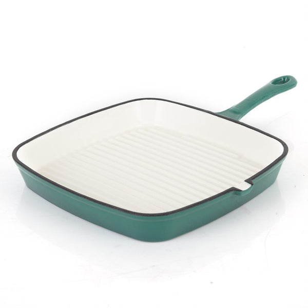 23cm Cast Iron Grill Pan - Emerald Green