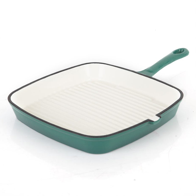 23cm Cast Iron Grill Pan - Emerald Green