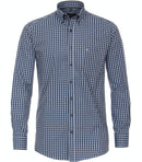 Long Sleeve Button Down Check Shirt - Blue