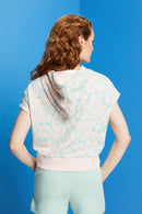 All Over Print Crop Hoodie - Light Pink