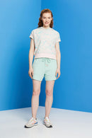 All Over Print Crop Hoodie - Light Pink