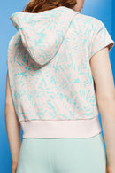 All Over Print Crop Hoodie - Light Pink