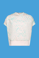 All Over Print Crop Hoodie - Light Pink