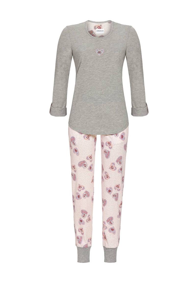 Pyjama With Turn Up Sleeve - Grey Melange