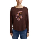 Long Sleeve Front Print T-Shirt - Rust Brown