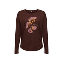 Long Sleeve Front Print T-Shirt - Rust Brown