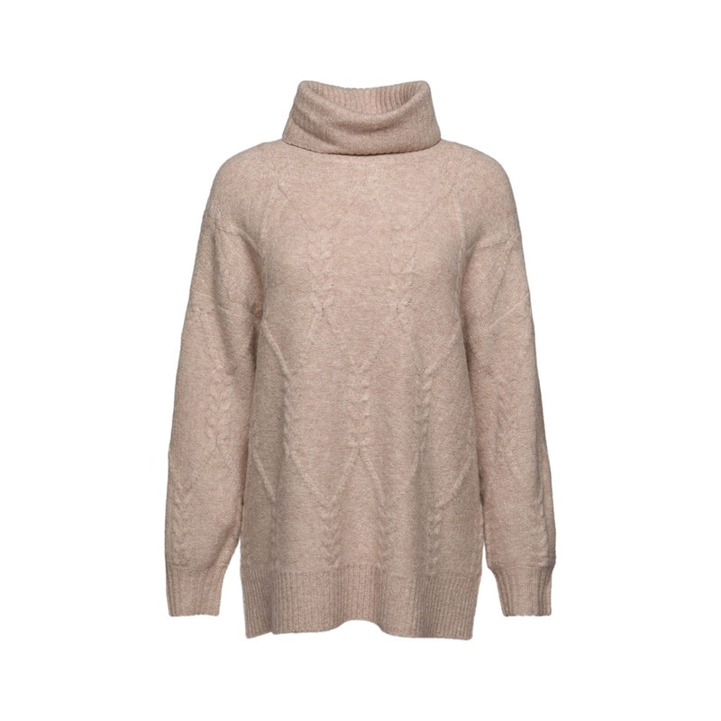 Roll Neck Cable Polo Neck - Sand