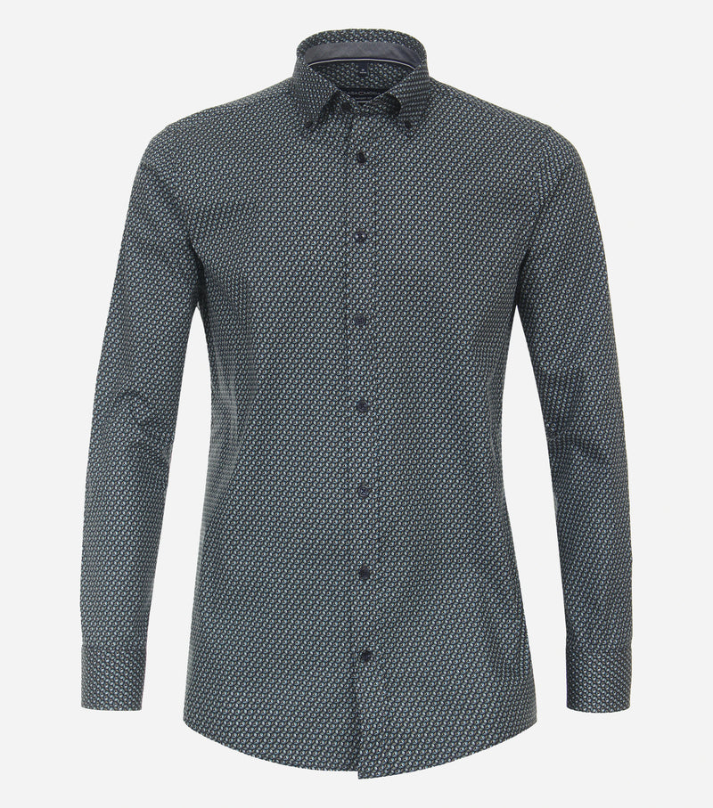 Button Down Print Shirt - Dark Petrol