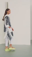 Contrast Neck Print Jacket - White/Black