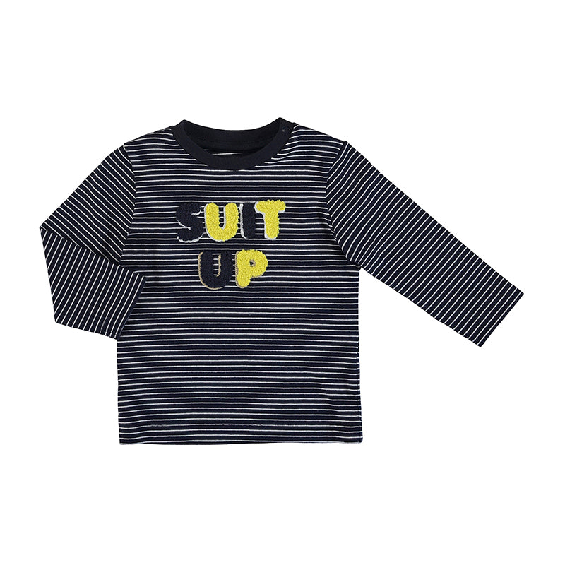 Long Sleeve Stripes Suit Up T-shirt - Navy
