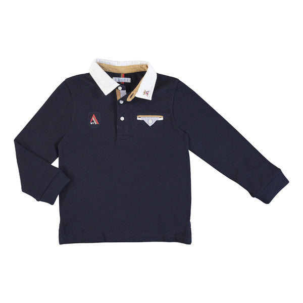 Long Sleeve Rugby Polo - Navy