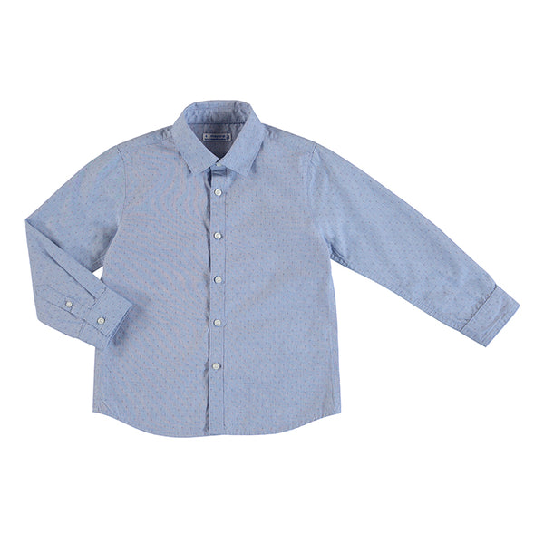 Long Sleeve Print Shirt - Light Blue