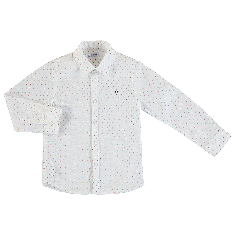 Long Sleeve Print Shirt - White