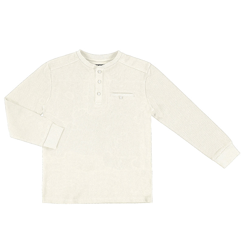 Long Sleeve Henley T-shirt - Cream