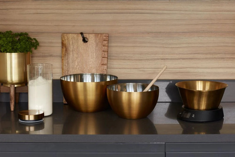 MasterClass Stainless Steel Brass Finish 24cm Mixing Bowl