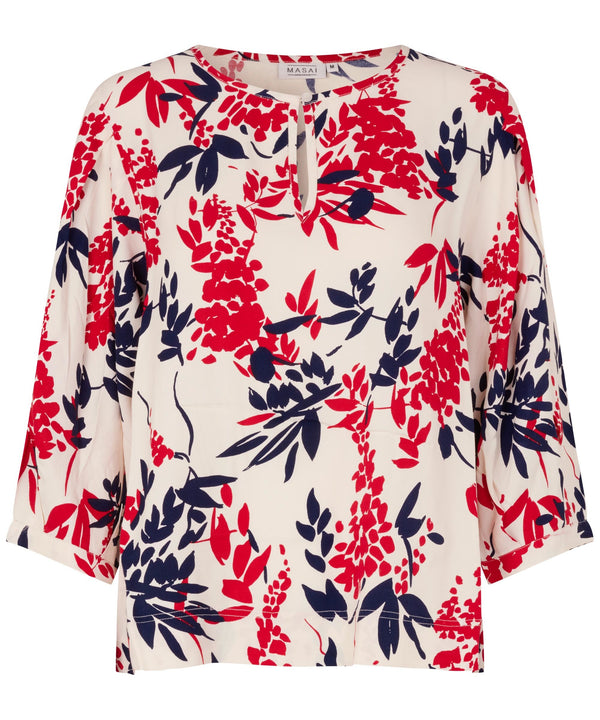 Ducilla 3/4 Sleeve Print Top - Whitecap