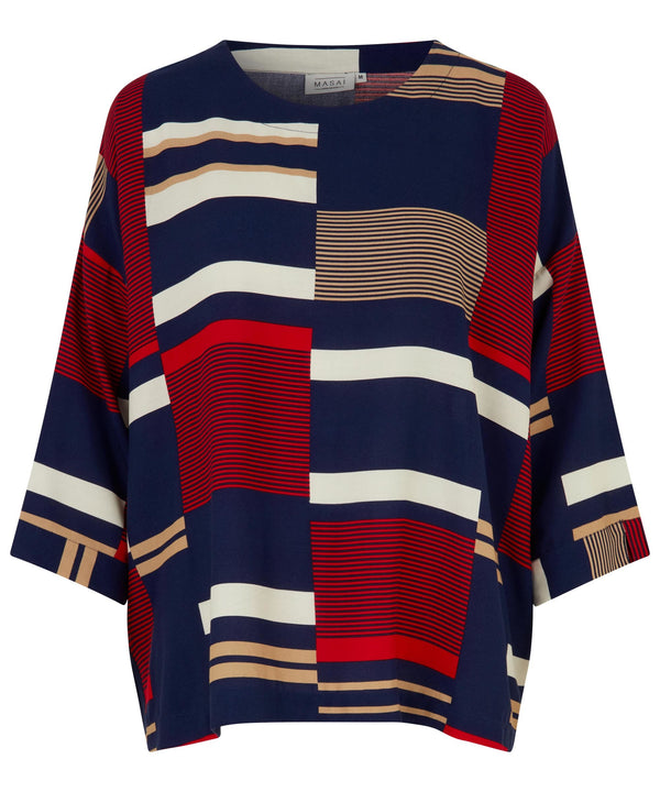 Becca 3/4 Sleeve Blouse - Maritime Blue