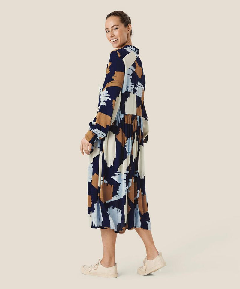 Nejane Long Sleeve Print Dress - Maritime Blue