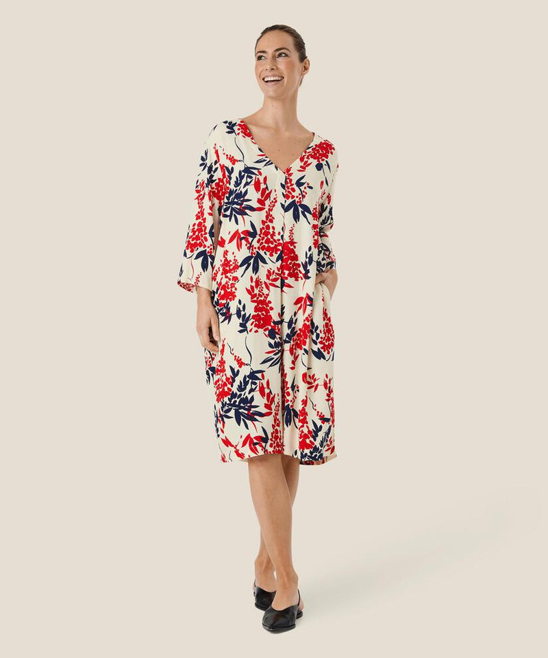 Nodetta 3/4 Sleeve Print Dress - Whitecap