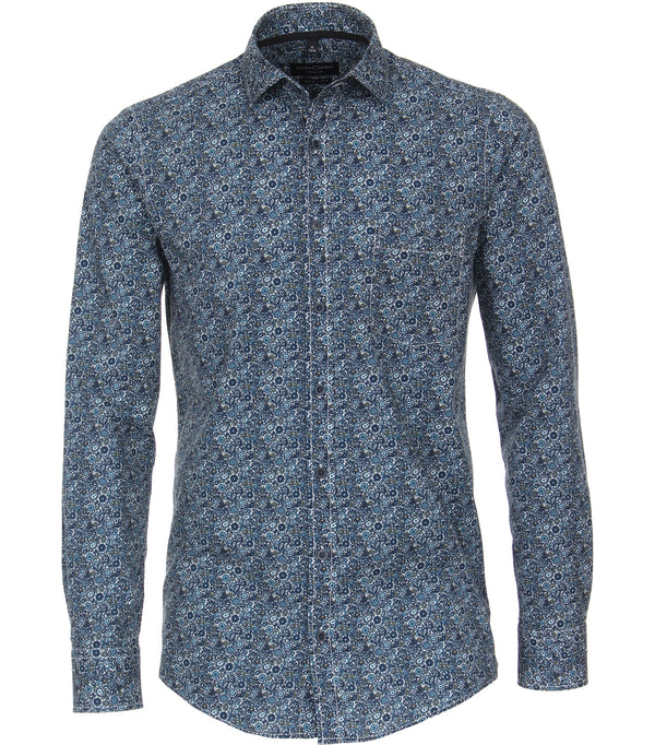 Long Sleeve Print Shirt - Light Blue