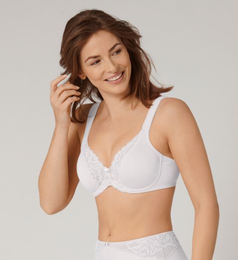 Modern Lace + Cotton Wired Bra - White