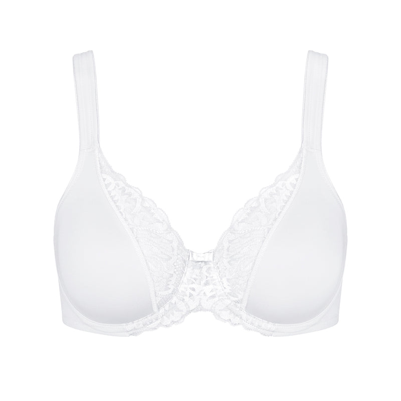 Modern Lace + Cotton Wired Bra - White