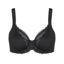 Modern Lace + Cotton Wired Bra - Black