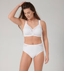 Modern Lace + Cotton Non-Wired Bra - White