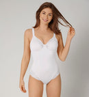 Modern Lace + Cotton Bodysuit - White