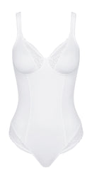 Modern Lace + Cotton Bodysuit - White