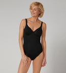 Modern Lace + Cotton Bodysuit - Black