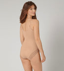 Modern Lace + Cotton Bodysuit - Neutral Beige
