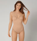 Modern Lace + Cotton Bodysuit - Neutral Beige