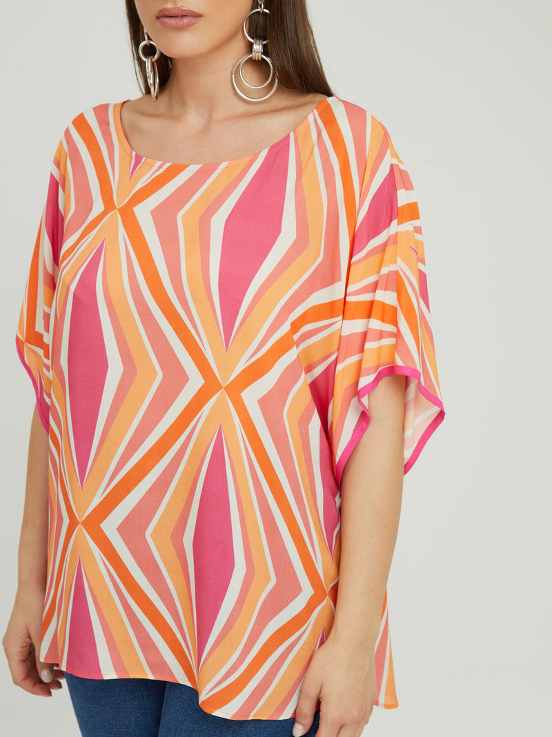 PRINT TOP - Orange