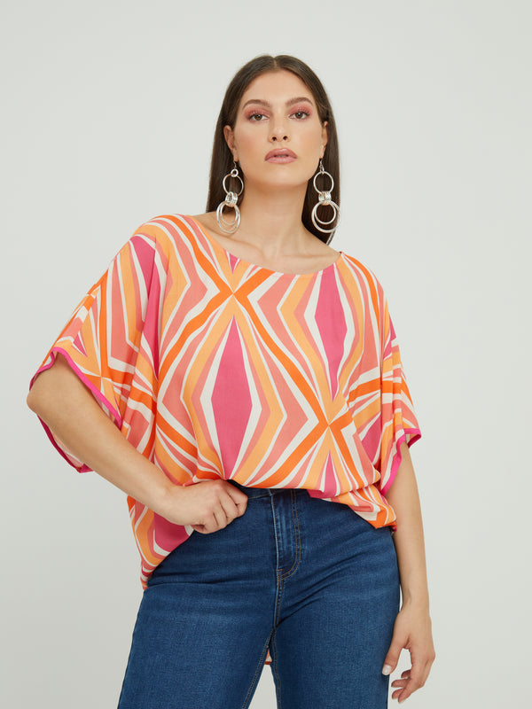 PRINT TOP - Orange