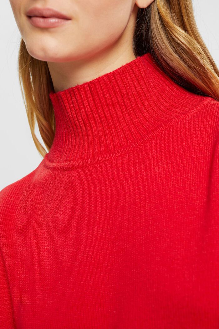 Wool Blend Dress - Dark Red