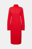 Wool Blend Dress - Dark Red