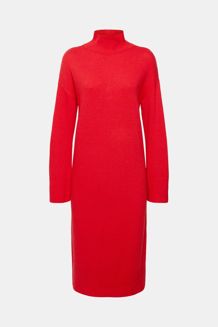 Wool Blend Dress - Dark Red