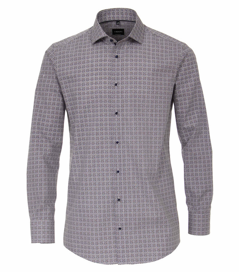Print Cut Away City Shirt - Brown