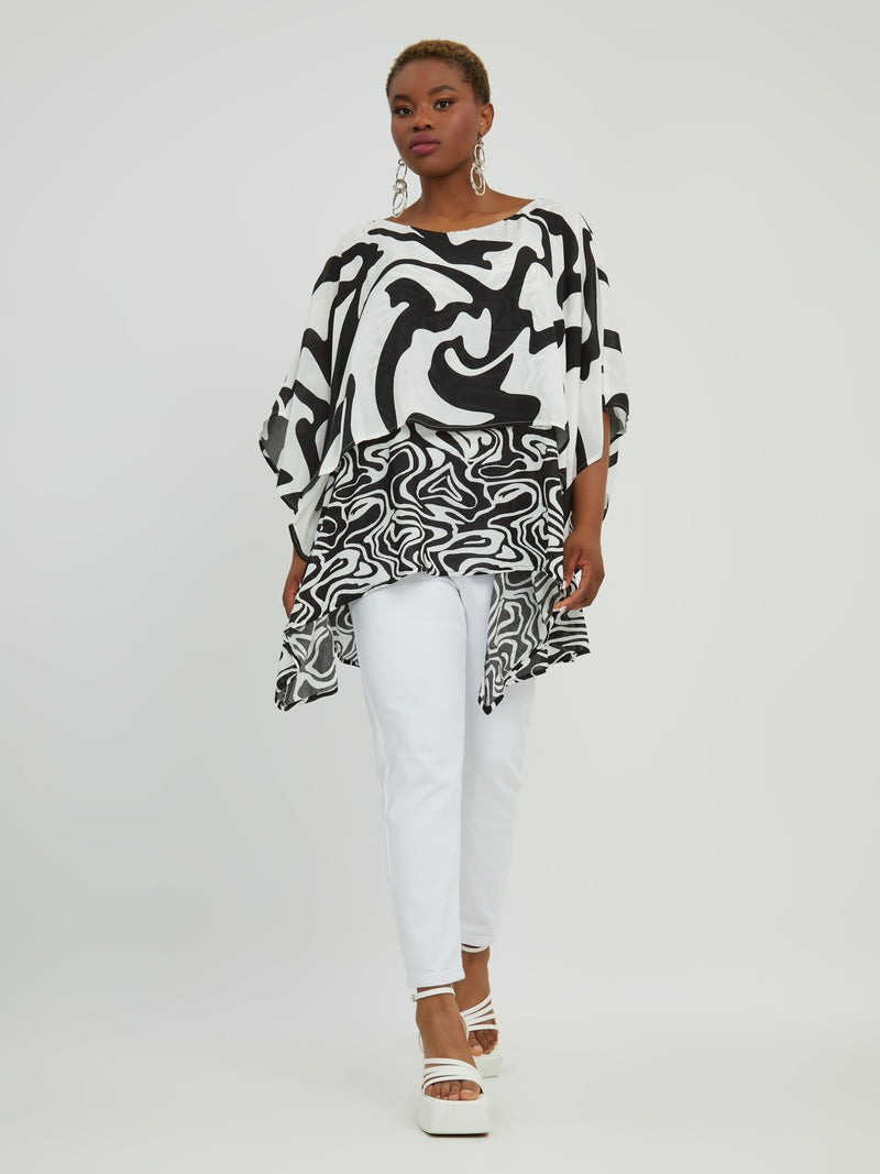 LAYERED BLACK/WHITE TOP - White/black