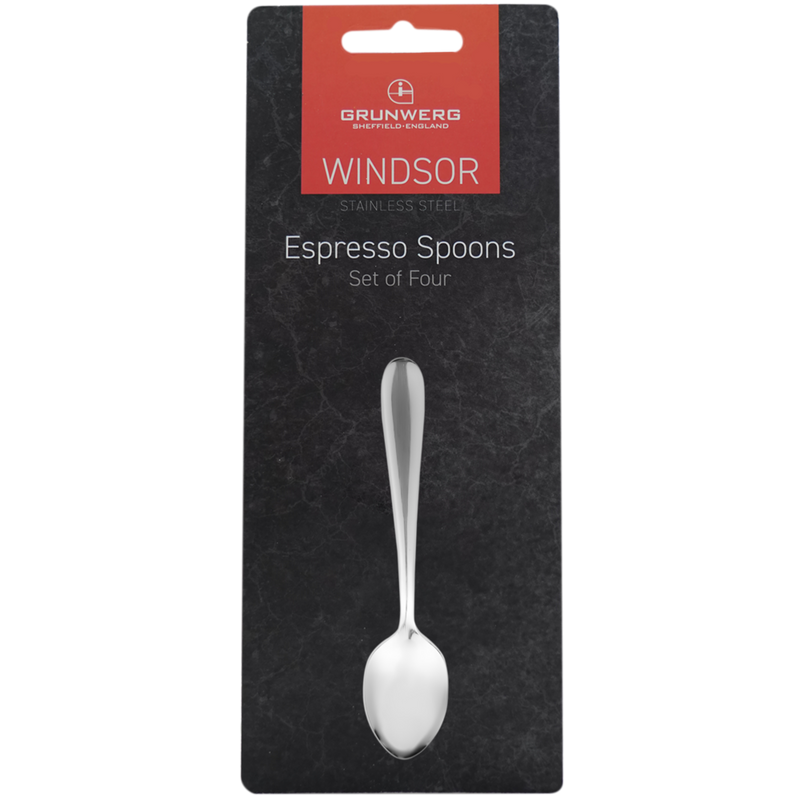Set 4 Espresso Spoons Windsor Carded